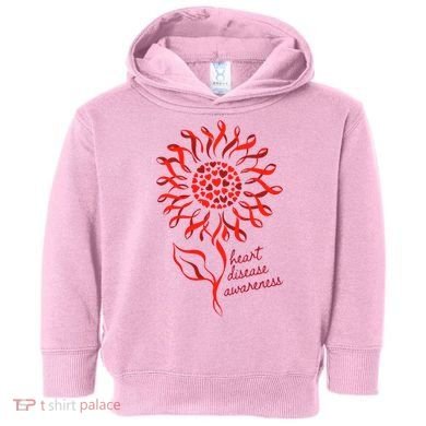 Heart Disease Awareness Red Ribbon Flower Toddler Hoodie
