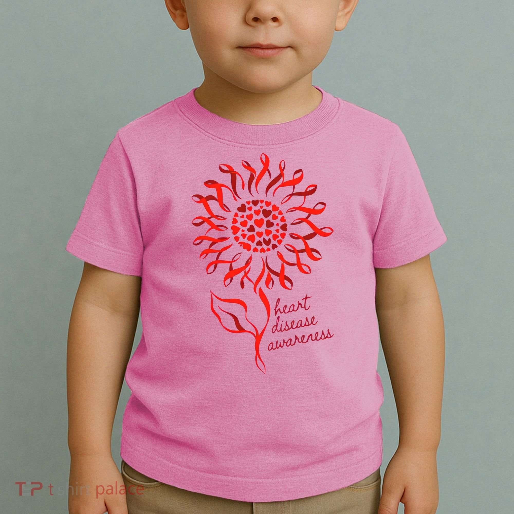 Heart Disease Awareness Red Ribbon Flower Toddler T-Shirt