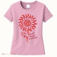 Heart Disease Awareness Red Ribbon Flower Women's T-Shirt thumb 0