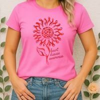Heart Disease Awareness Red Ribbon Flower Women's T-Shirt thumb 2