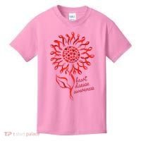 Heart Disease Awareness Red Ribbon Flower Kids T-Shirt thumb 0