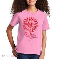 Heart Disease Awareness Red Ribbon Flower Kids T-Shirt thumb 2