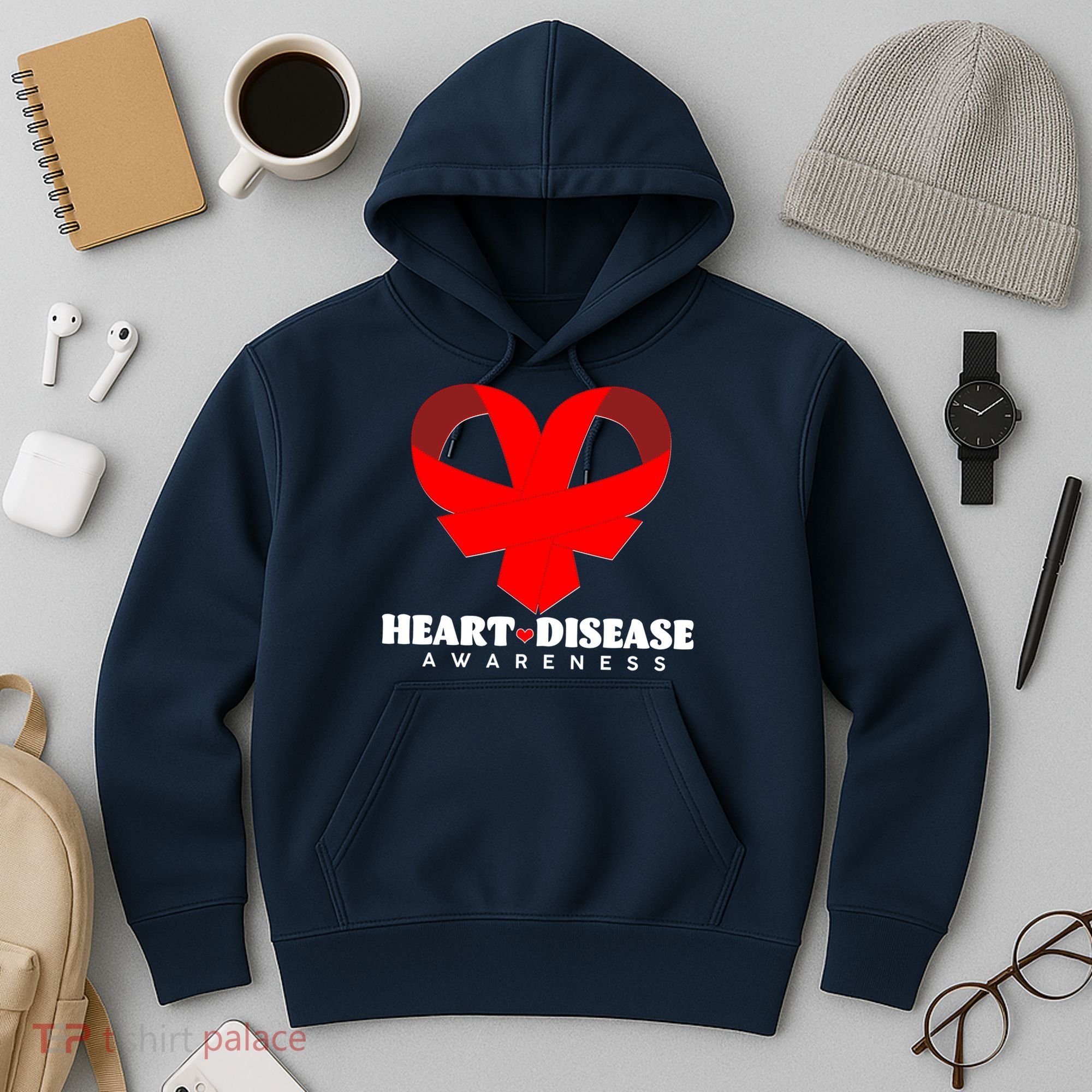 Heart Disease Awareness Red Heart Ribbons Hoodie