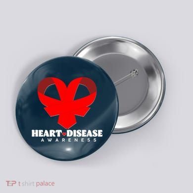 Heart Disease Awareness Red Heart Ribbons Button