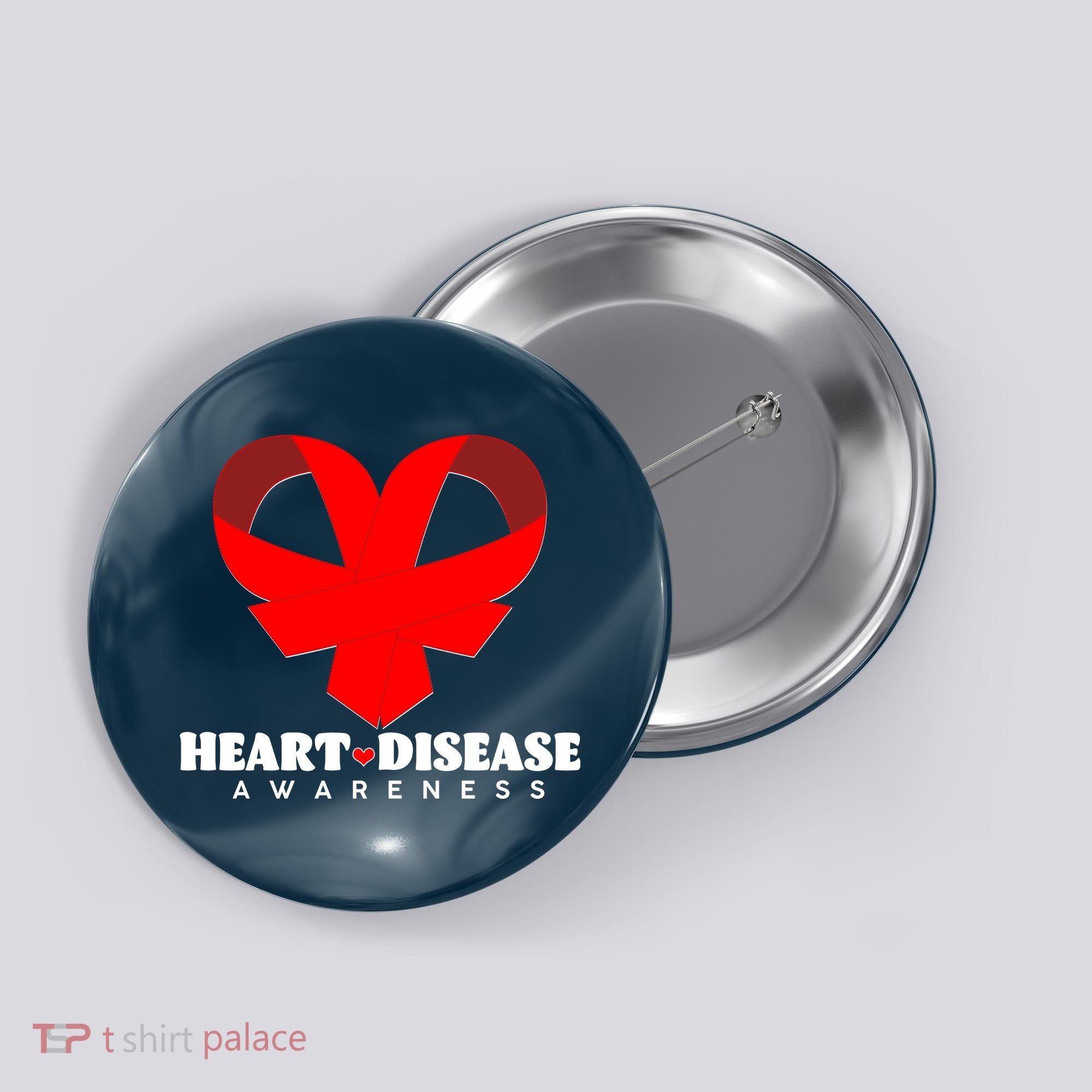 Heart Disease Awareness Red Heart Ribbons Button