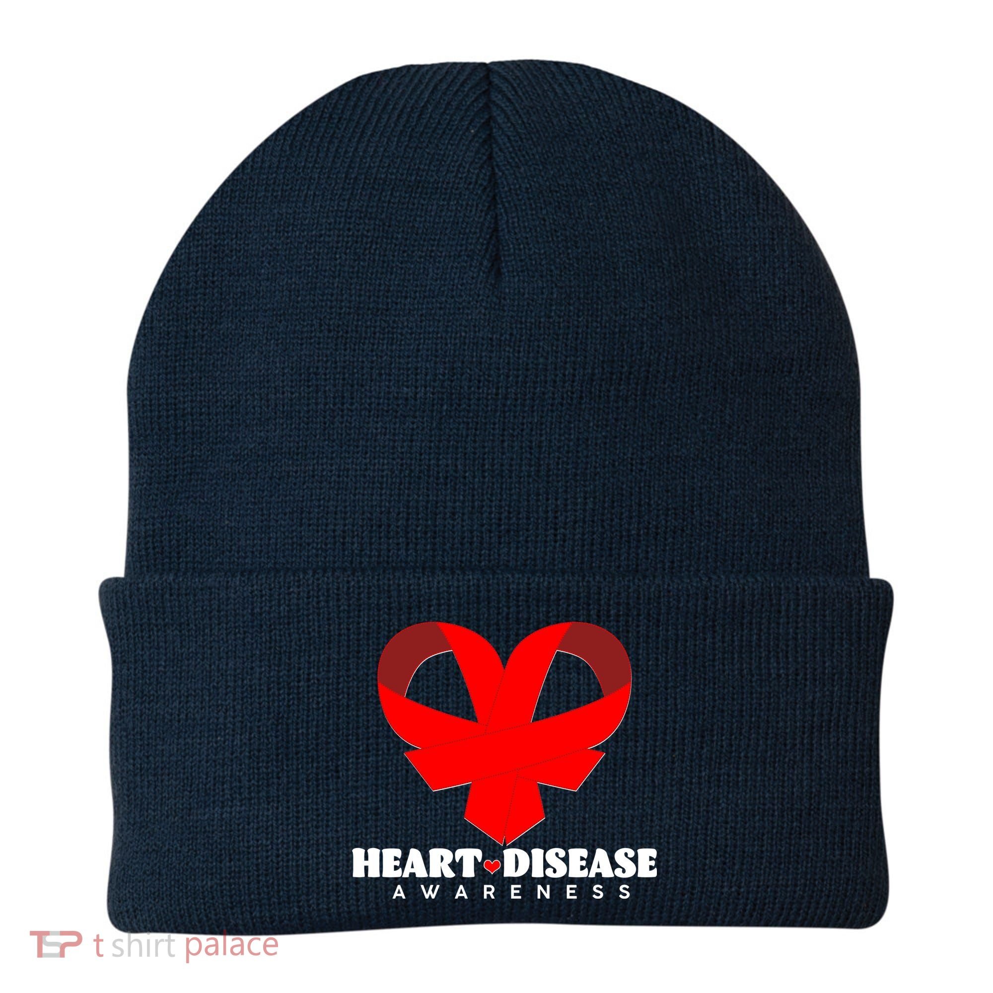 Heart Disease Awareness Red Heart Ribbons Beanie