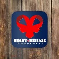 Heart Disease Awareness Red Heart Ribbons Coaster thumb 0