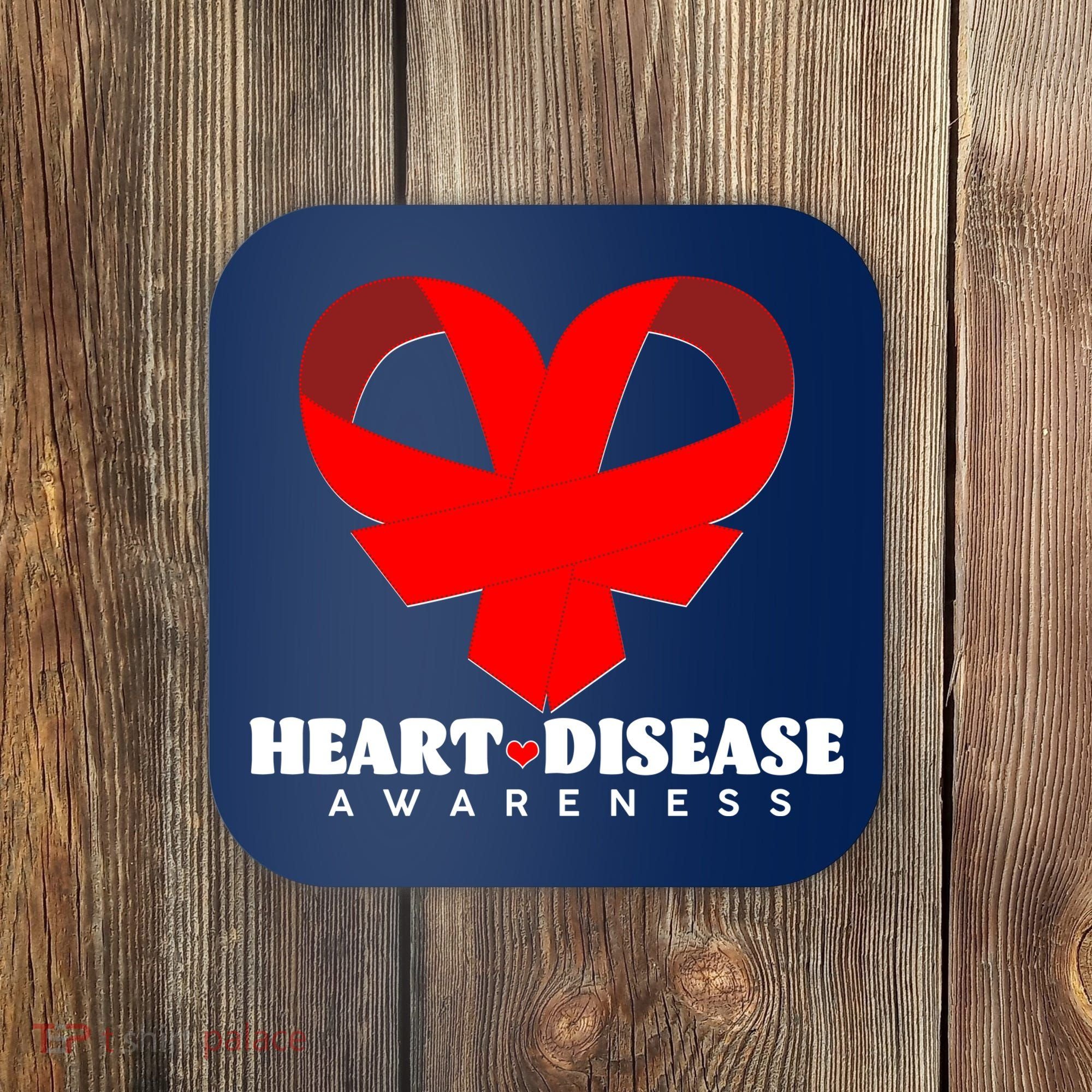 Heart Disease Awareness Red Heart Ribbons Coaster