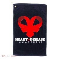 Heart Disease Awareness Red Heart Ribbons Golf Towel thumb 0