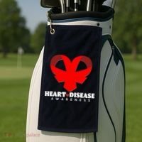 Heart Disease Awareness Red Heart Ribbons Golf Towel thumb 2