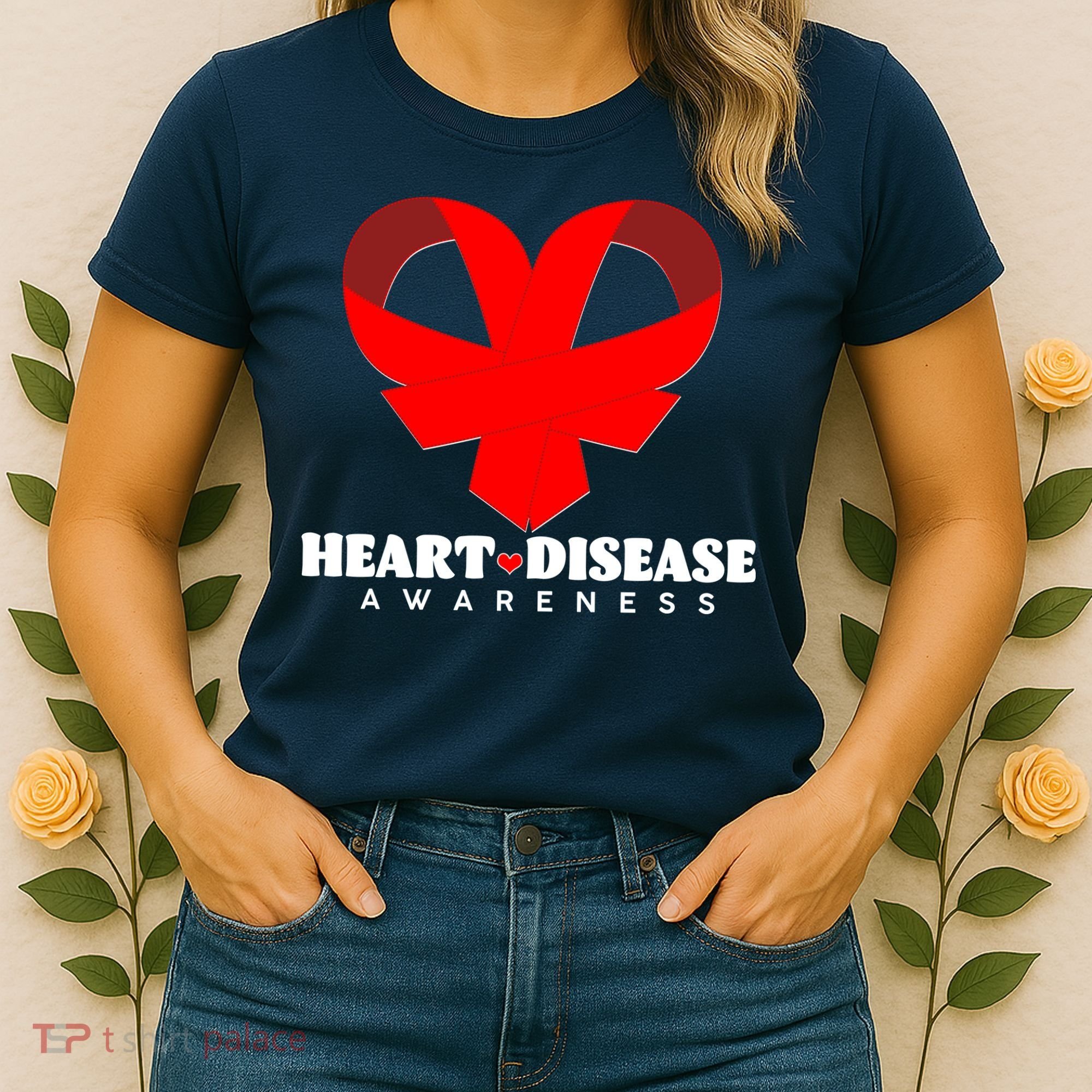 Heart Disease Awareness Red Heart Ribbons Women's T-Shirt