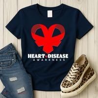 Heart Disease Awareness Red Heart Ribbons Women's T-Shirt thumb 3