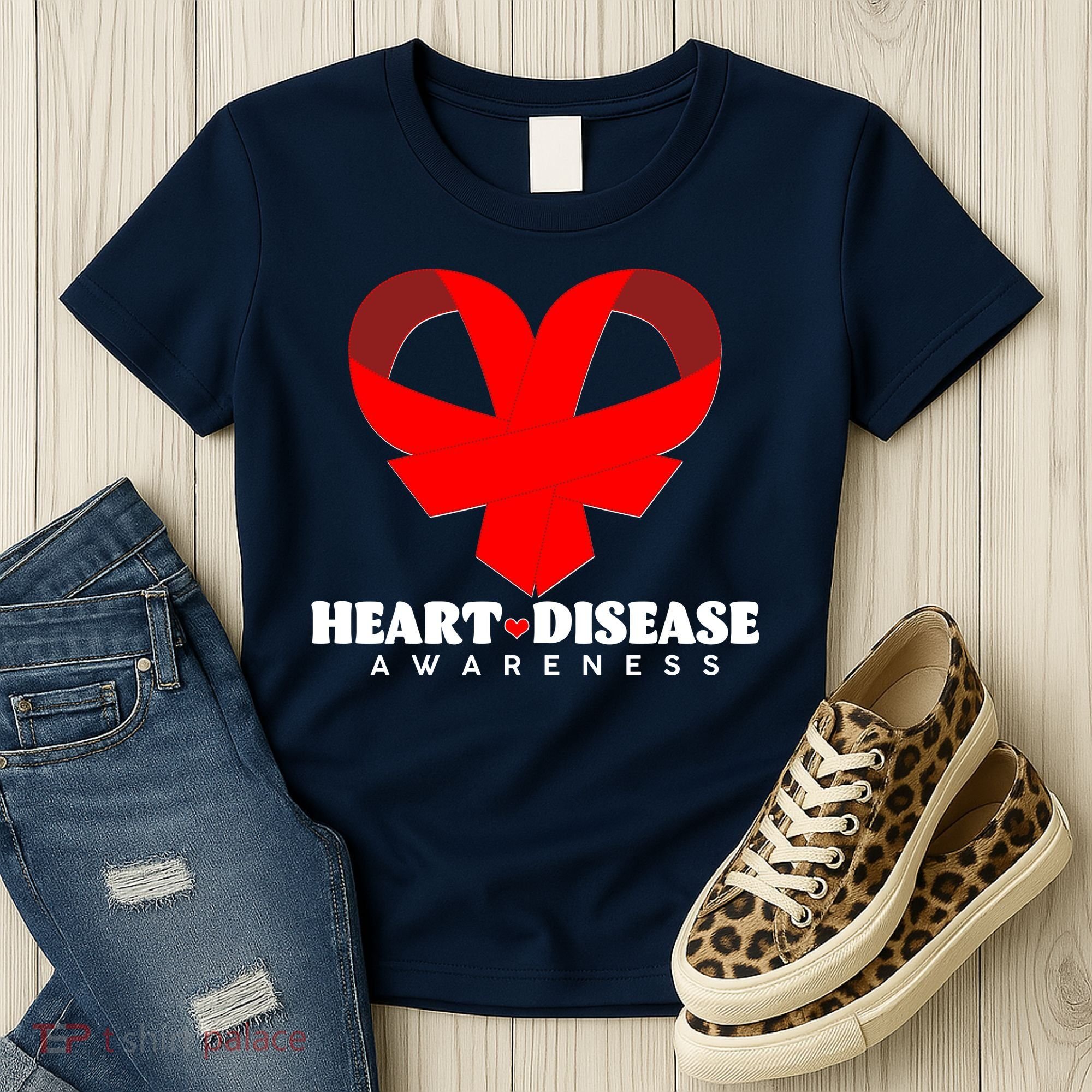 Heart Disease Awareness Red Heart Ribbons Women's T-Shirt