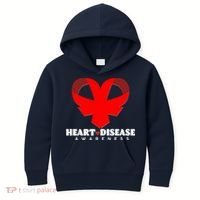 Heart Disease Awareness Red Heart Ribbons Kids Hoodie thumb 0
