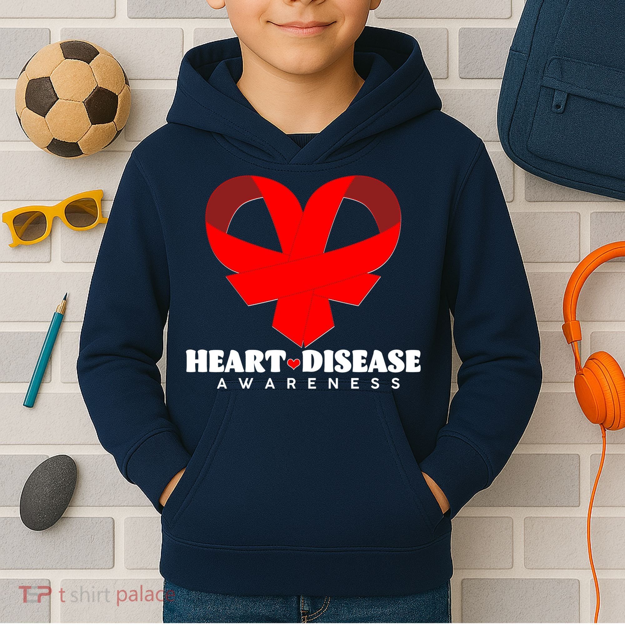 Heart Disease Awareness Red Heart Ribbons Kids Hoodie