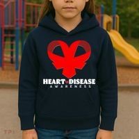 Heart Disease Awareness Red Heart Ribbons Kids Hoodie thumb 3