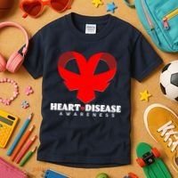 Heart Disease Awareness Red Heart Ribbons Kids T-Shirt thumb 3
