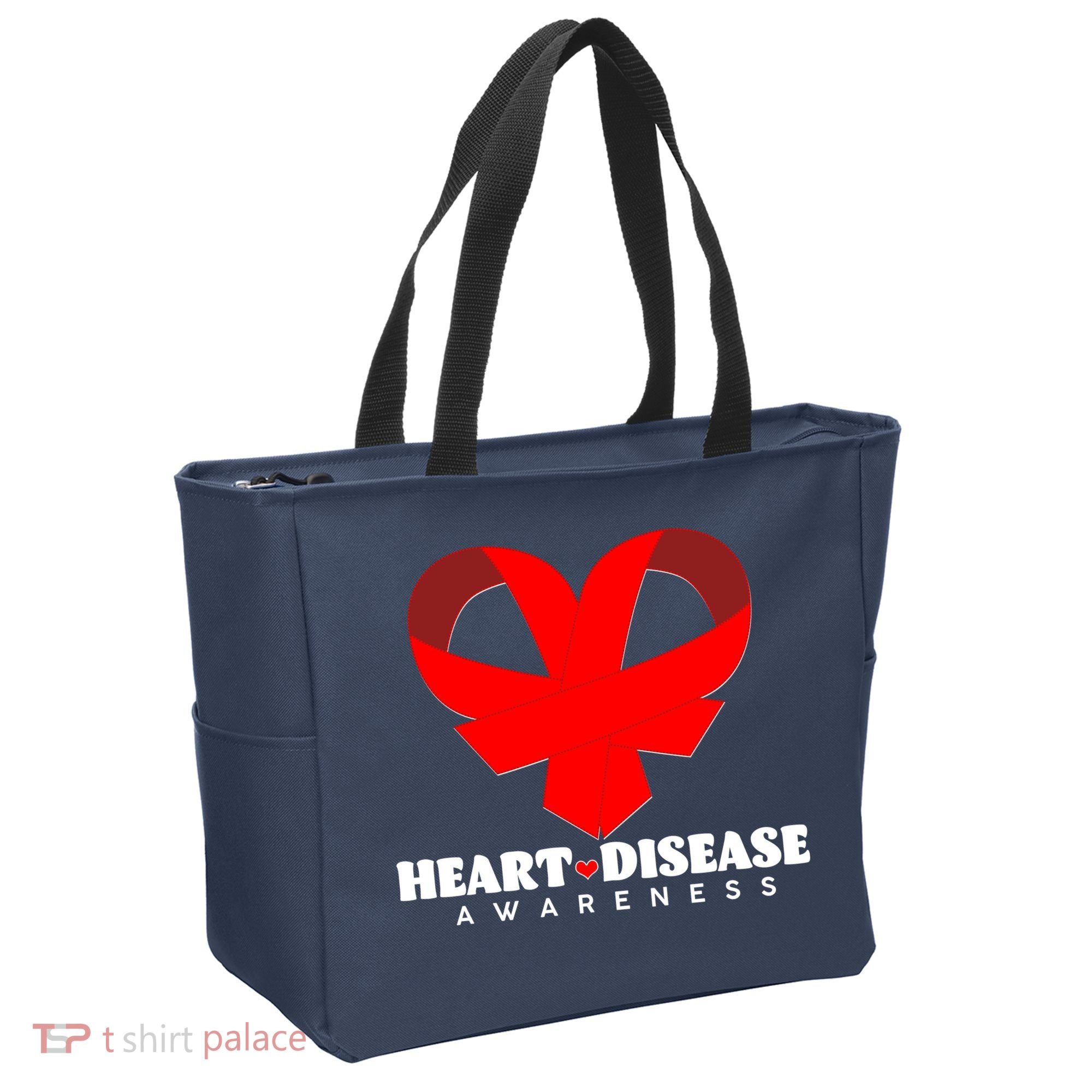 Heart Disease Awareness Red Heart Ribbons Tote Bag