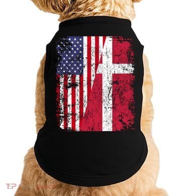 Half Danish American Flags Denmark Usa Distressed Vintage Gift Doggie Tank