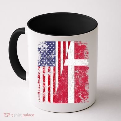 Half Danish American Flags Denmark Usa Distressed Vintage Gift Coffee Mug