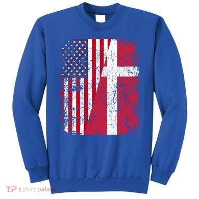 Half Danish American Flags Denmark Usa Distressed Vintage Gift Sweatshirt