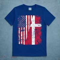 Half Danish American Flags Denmark Usa Distressed Vintage Gift T-Shirt thumb 5