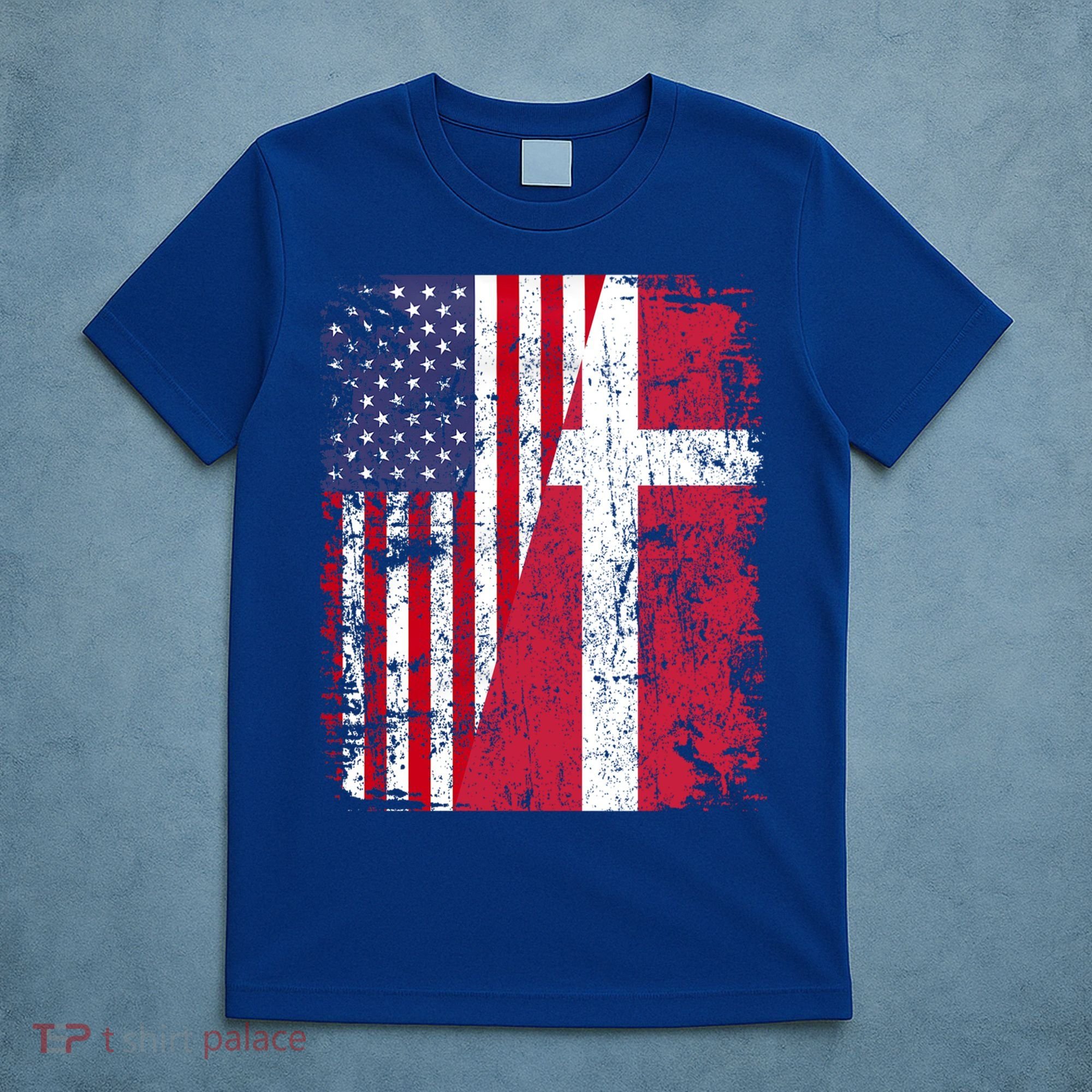 Half Danish American Flags Denmark Usa Distressed Vintage Gift T-Shirt