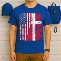 Half Danish American Flags Denmark Usa Distressed Vintage Gift T-Shirt thumb 6