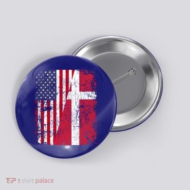 Half Danish American Flags Denmark Usa Distressed Vintage Gift Button
