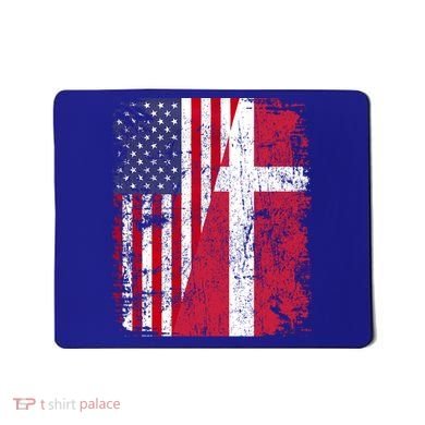 Half Danish American Flags Denmark Usa Distressed Vintage Gift Mousepad