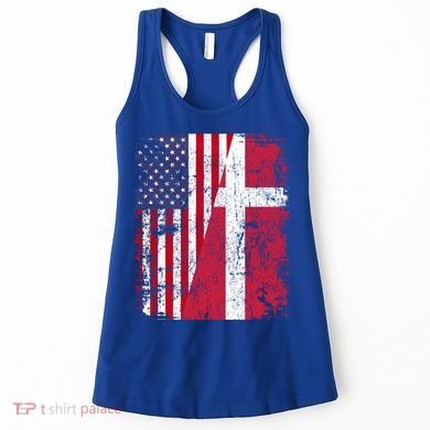 Half Danish American Flags Denmark Usa Distressed Vintage Gift Women's Tank Top