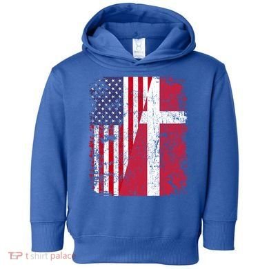 Half Danish American Flags Denmark Usa Distressed Vintage Gift Toddler Hoodie
