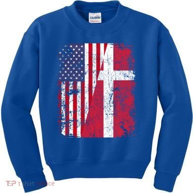 Half Danish American Flags Denmark Usa Distressed Vintage Gift Kids Sweatshirt