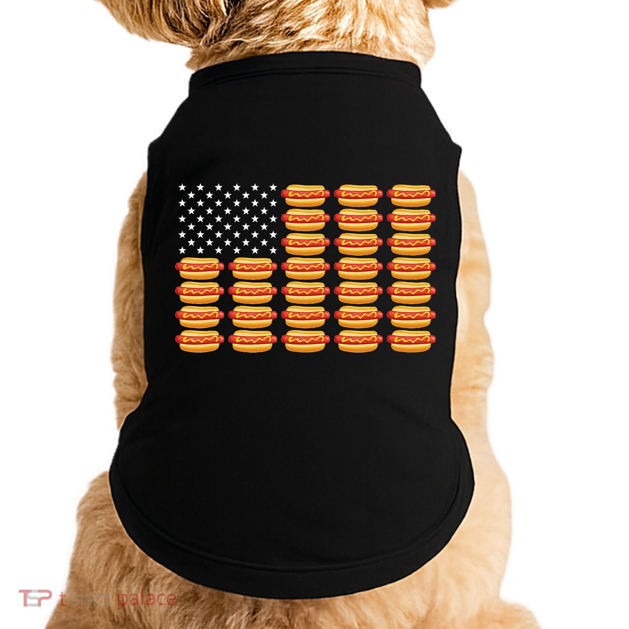 Hot Dog American Flag July 4th Patriotic Summer BBQ Funny Doggie Tank