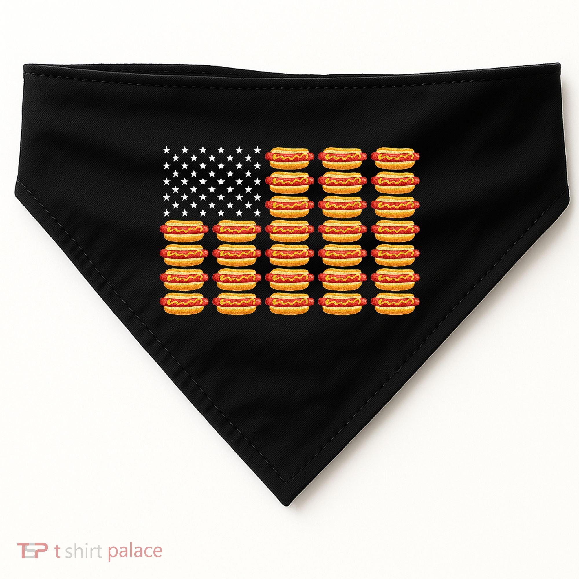 Hot Dog American Flag July 4th Patriotic Summer BBQ Funny USA-Made Doggie Bandana