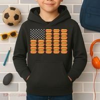 Hot Dog American Flag July 4th Patriotic Summer BBQ Funny Kids Hoodie thumb 2