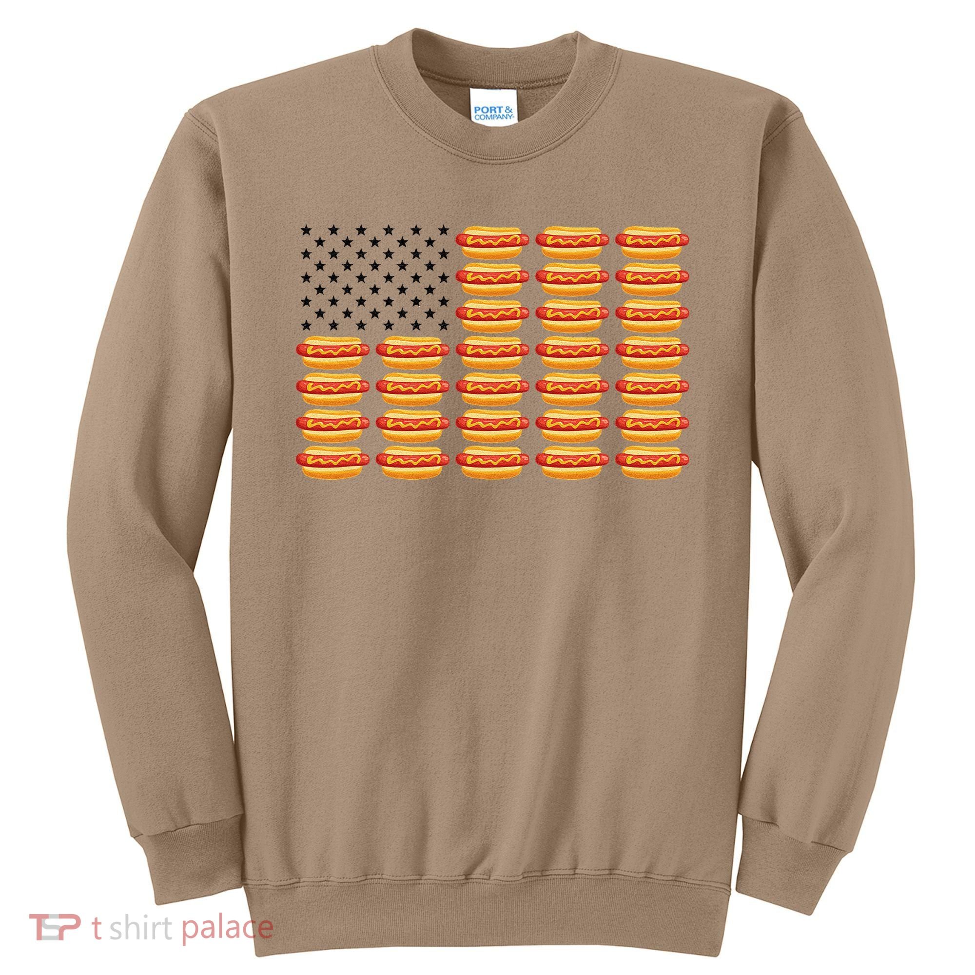 Hot Dog American Flag July 4th Patriotic Summer BBQ Funny Sweatshirt
