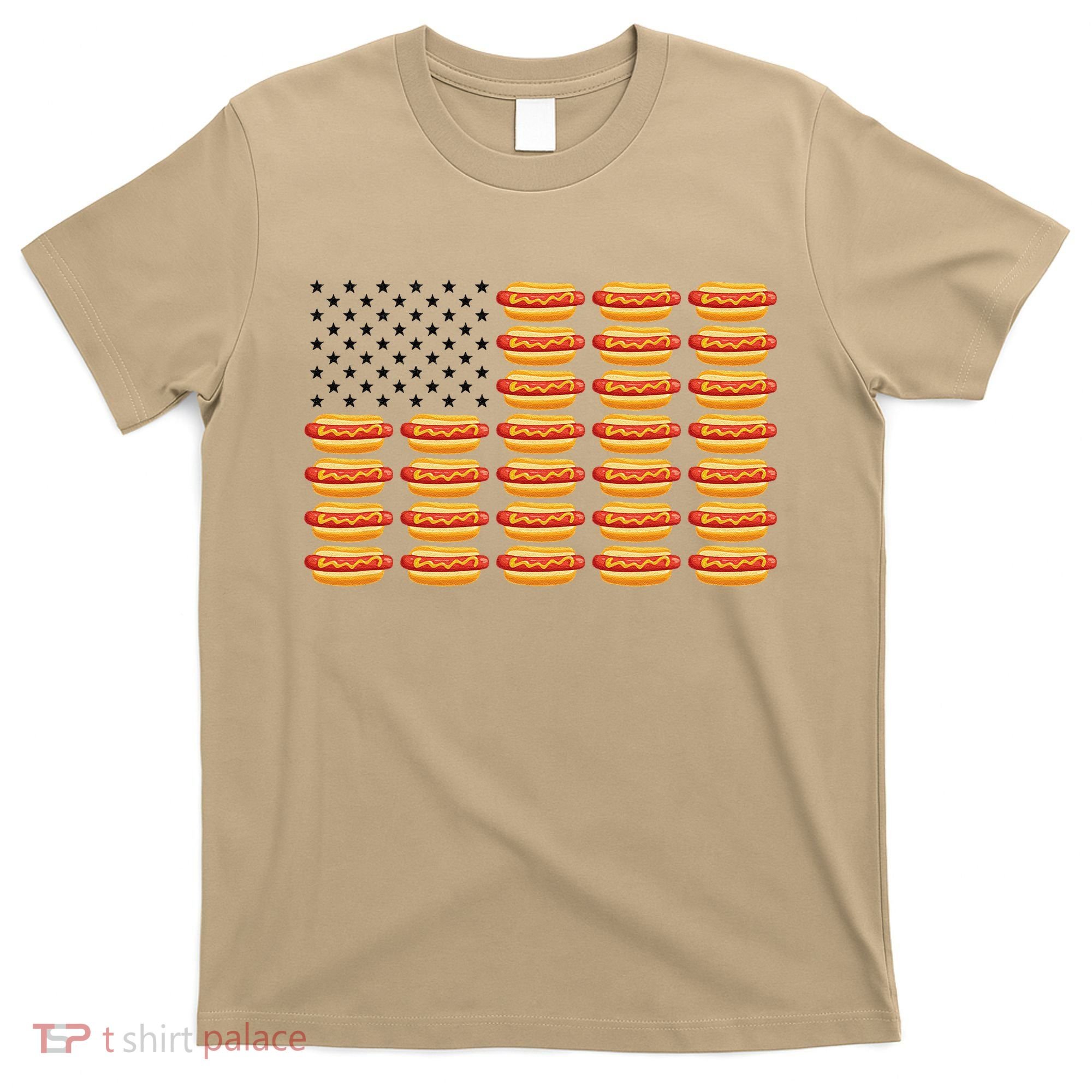 Hot Dog American Flag July 4th Patriotic Summer BBQ Funny T-Shirt