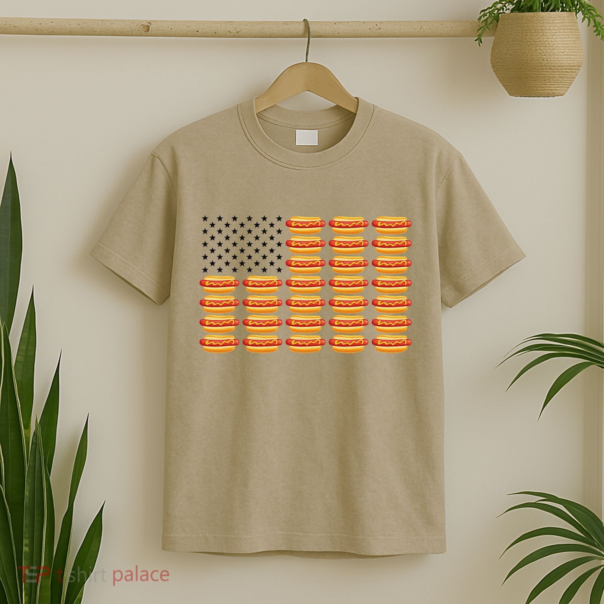 Hot Dog American Flag July 4th Patriotic Summer BBQ Funny T-Shirt