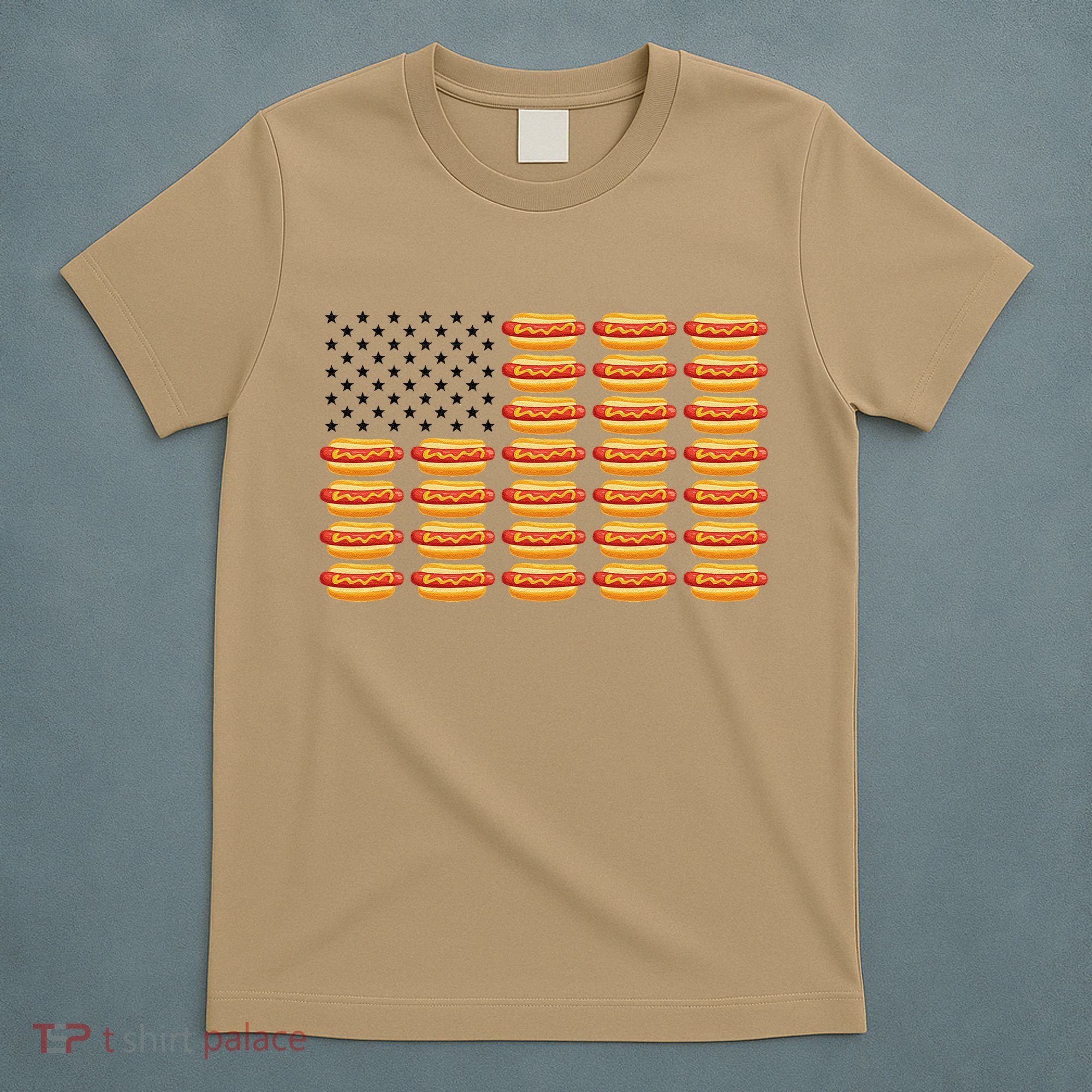 Hot Dog American Flag July 4th Patriotic Summer BBQ Funny T-Shirt