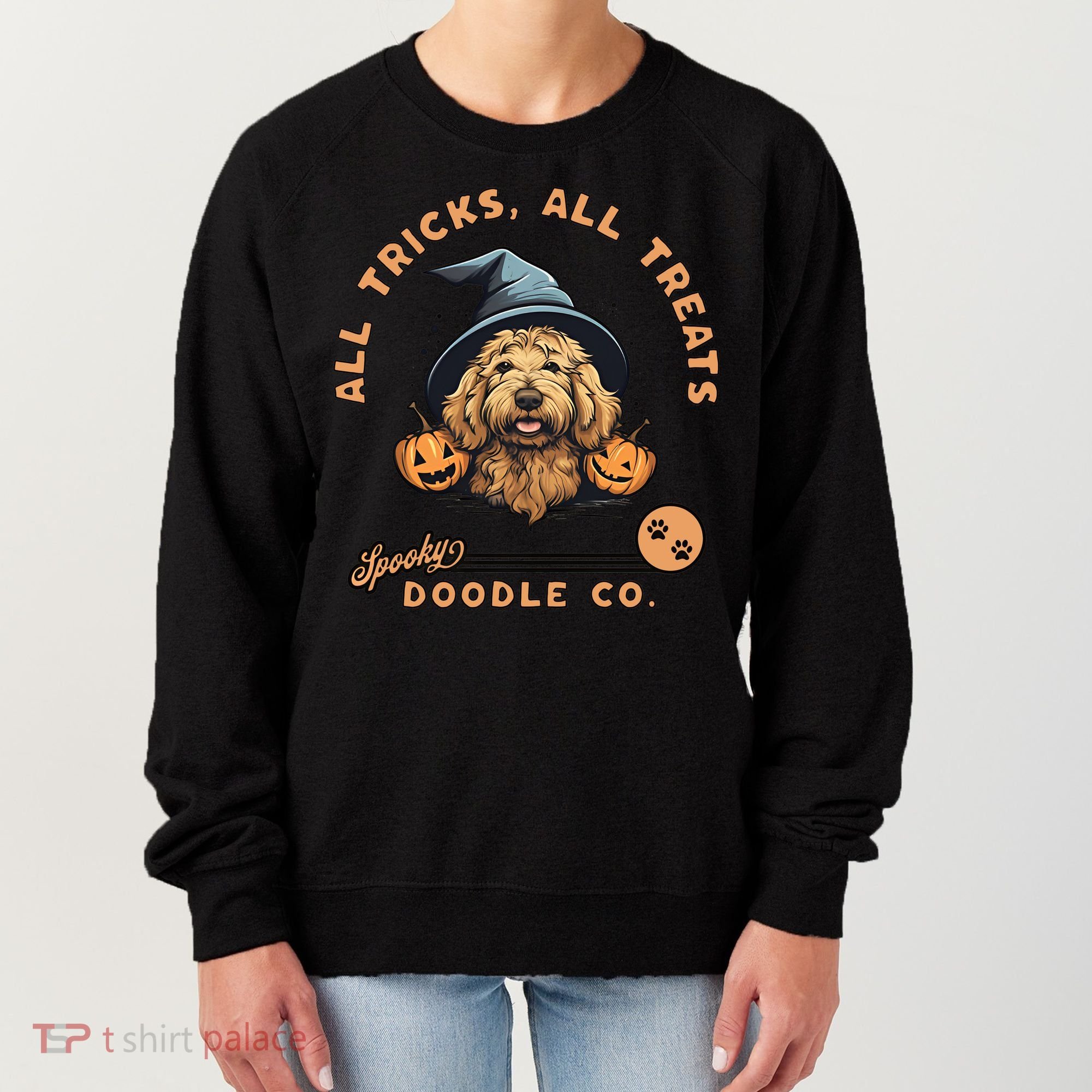 Halloween Dog All Tricks All Treats Spooky Doodle Co Women's Sweatshirt