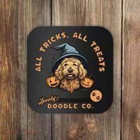 Halloween Dog All Tricks All Treats Spooky Doodle Co Coaster thumb 0