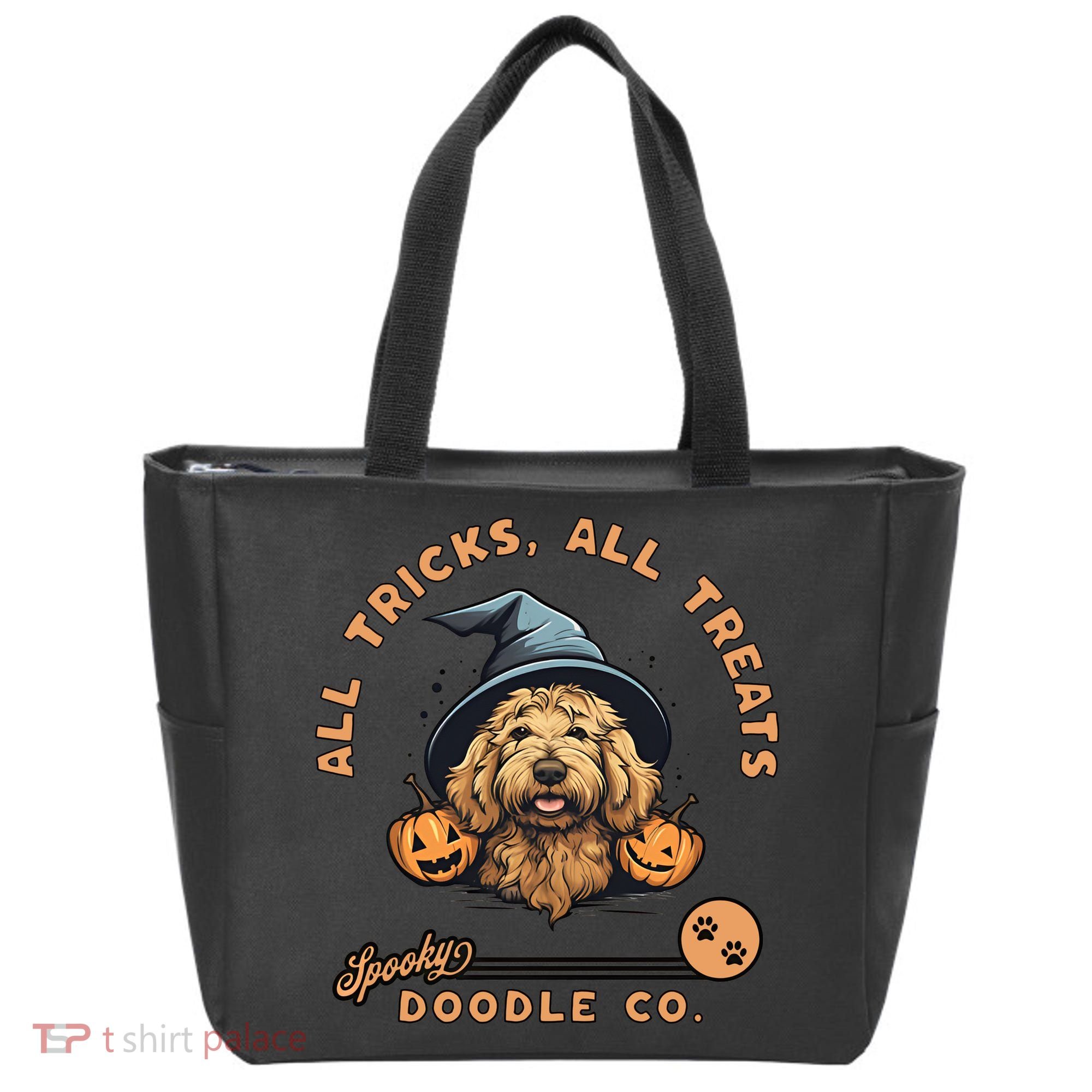 Halloween Dog All Tricks All Treats Spooky Doodle Co Tote Bag