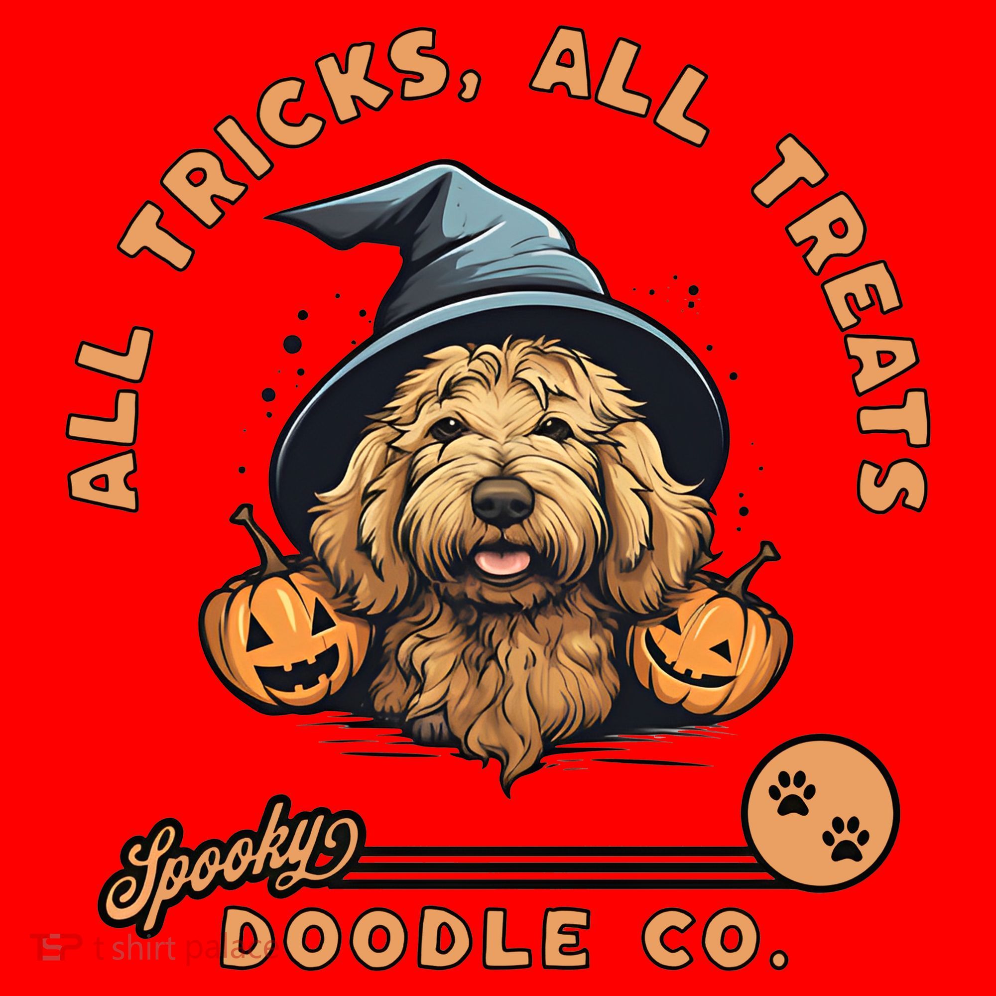 Halloween Dog All Tricks All Treats Spooky Doodle Co Santa Hat