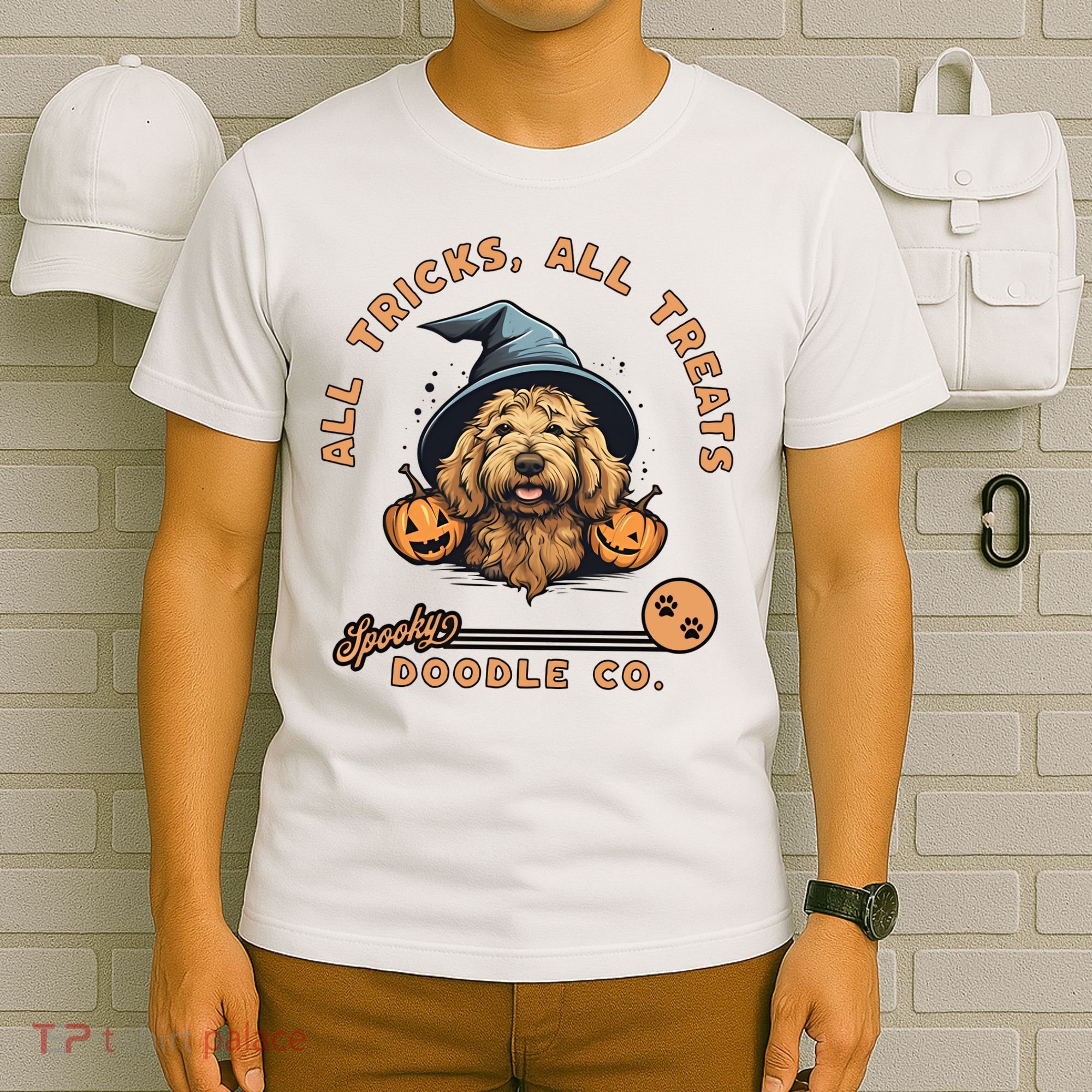 Halloween Dog All Tricks All Treats Spooky Doodle Co T-Shirt
