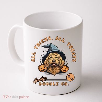 Halloween Dog All Tricks All Treats Spooky Doodle Co Coffee Mug