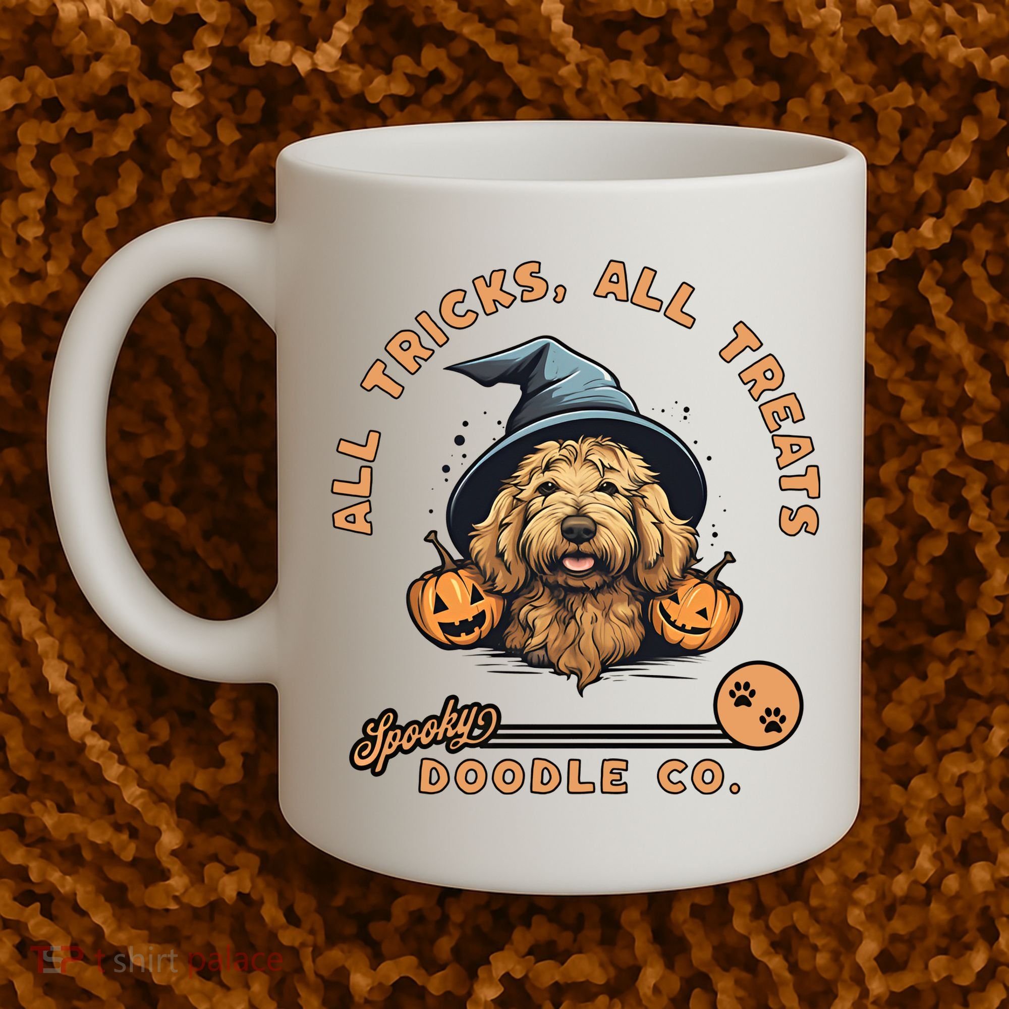 Halloween Dog All Tricks All Treats Spooky Doodle Co Coffee Mug