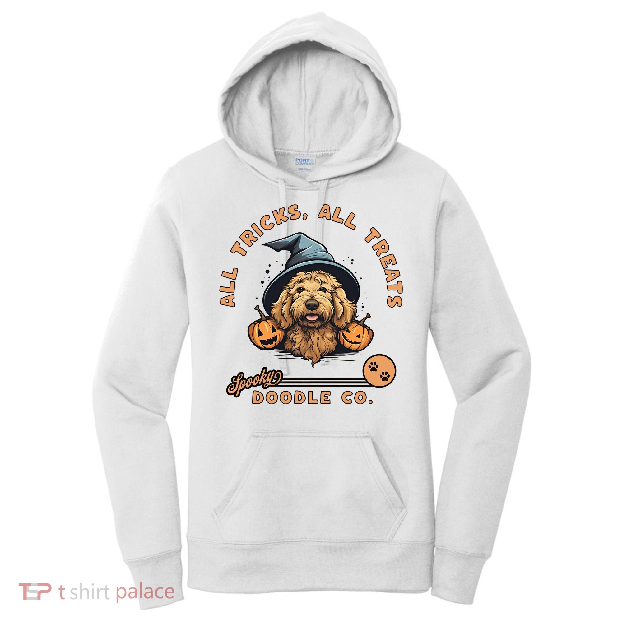 Halloween Dog All Tricks All Treats Spooky Doodle Co Women's Hoodie