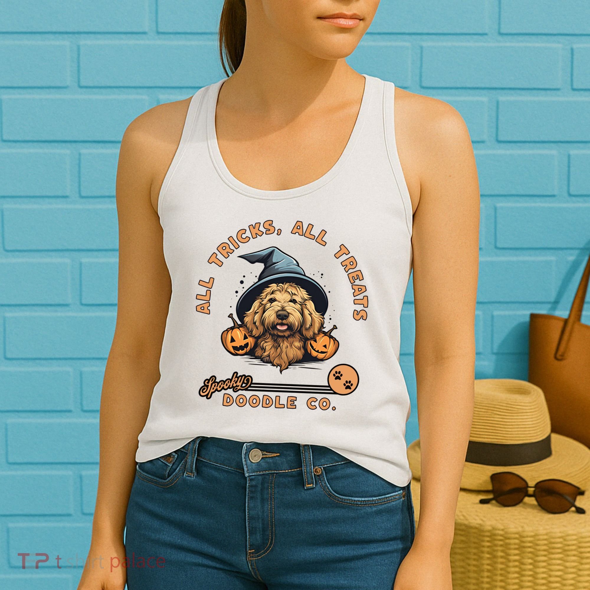Halloween Dog All Tricks All Treats Spooky Doodle Co Women's Tank Top