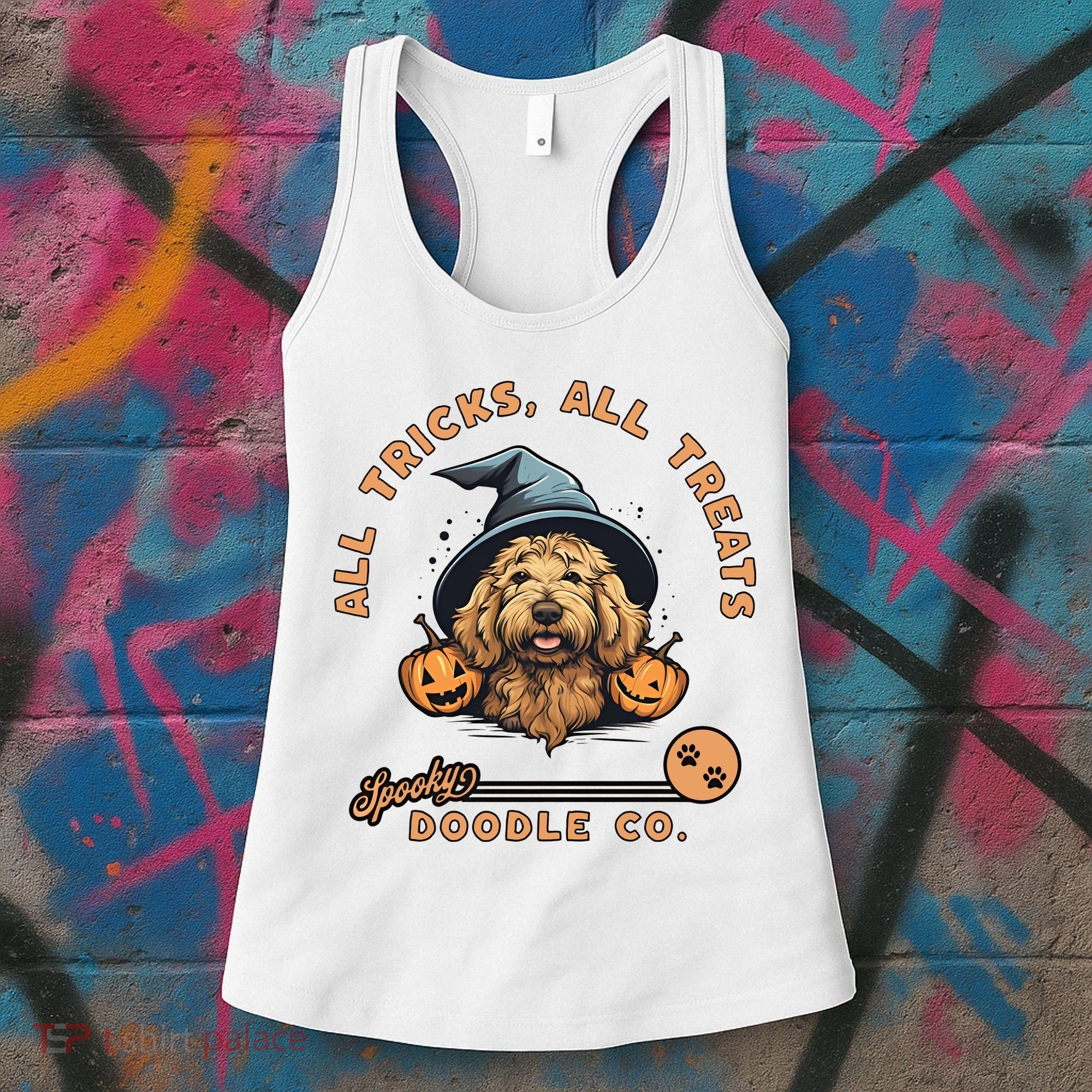 Halloween Dog All Tricks All Treats Spooky Doodle Co Women's Tank Top